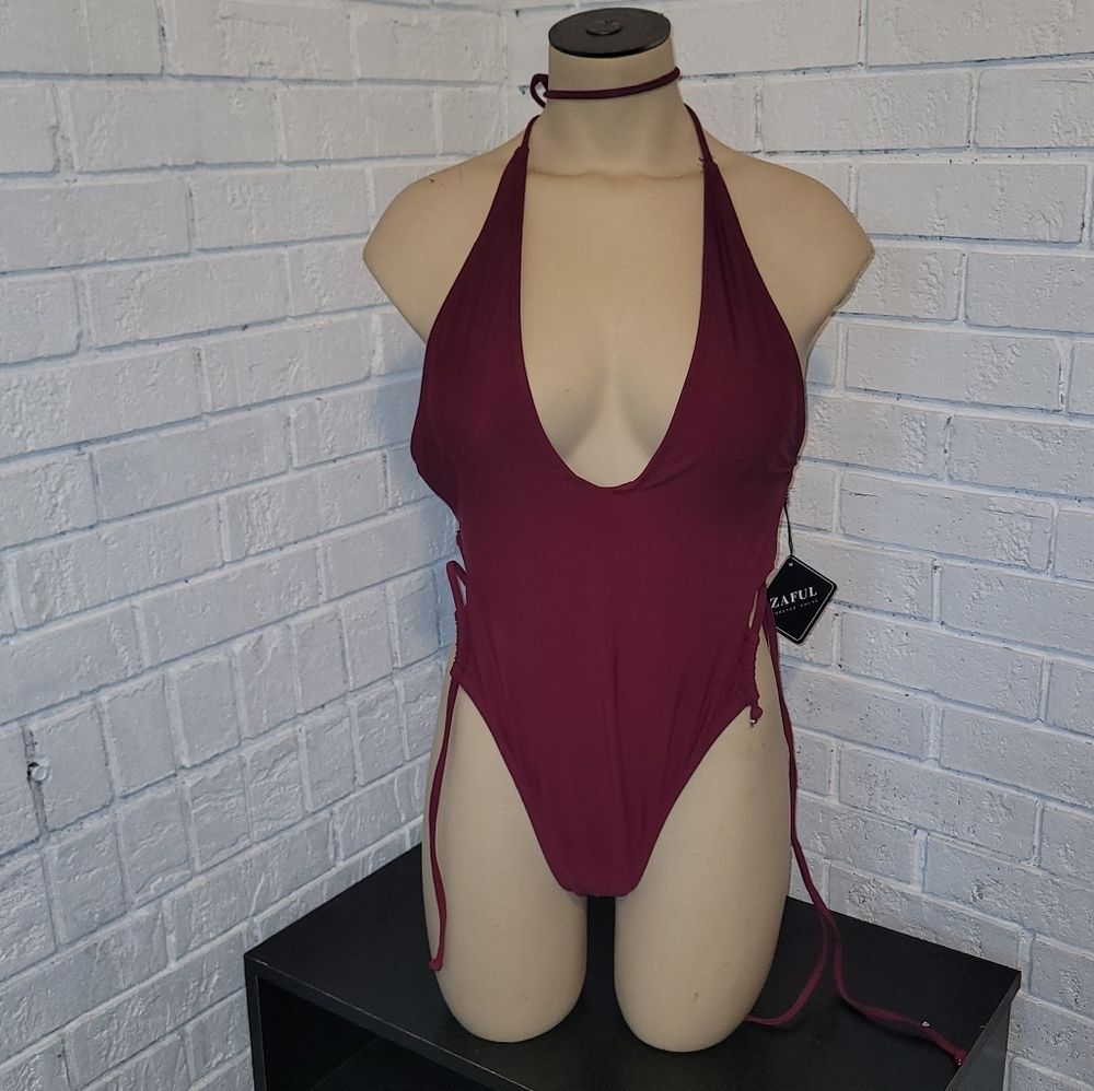 NWT Zaful Deep Red One-Piece Swimsuit Small